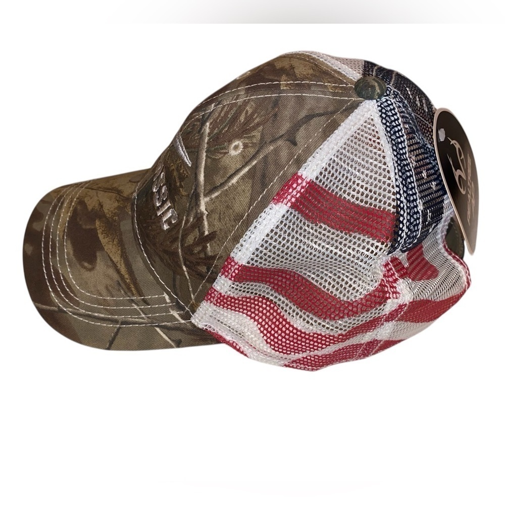 REALTREE“Red Classic” Adult Camo Baseball Cap with Mesh American Flag Back NWT - Picture 6 of 7